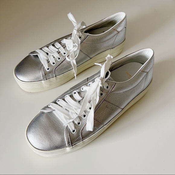 NWT Saint Laurent Silver Ankle Sneakers - Picture 1 of 7